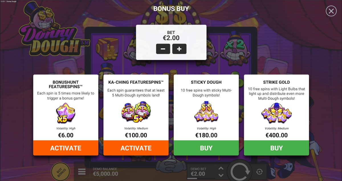Donny Dough buy-in options