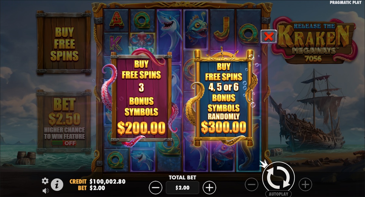 Release The Kraken Megaways buy-in feature