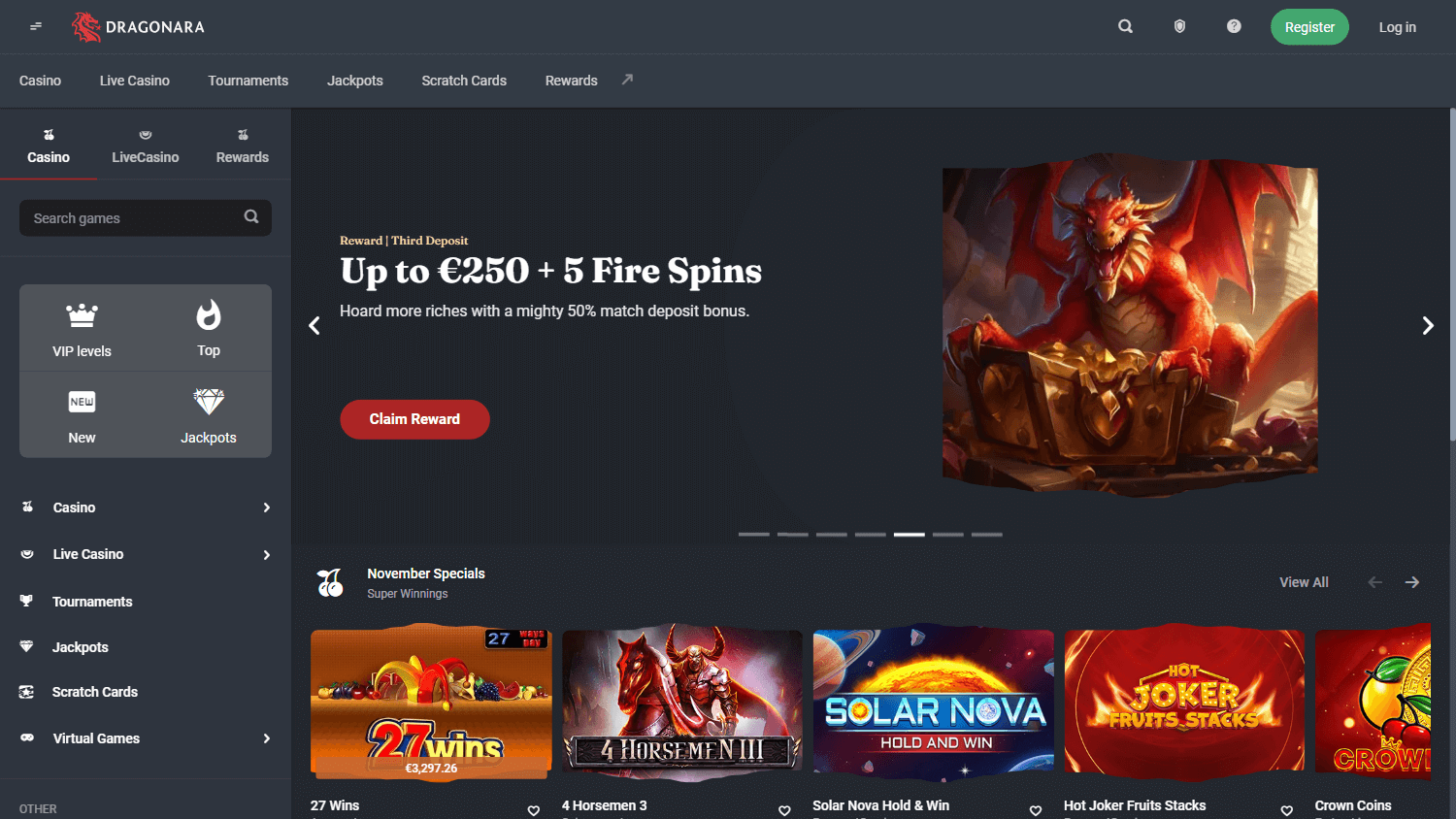 dragonara_casino_homepage_desktop