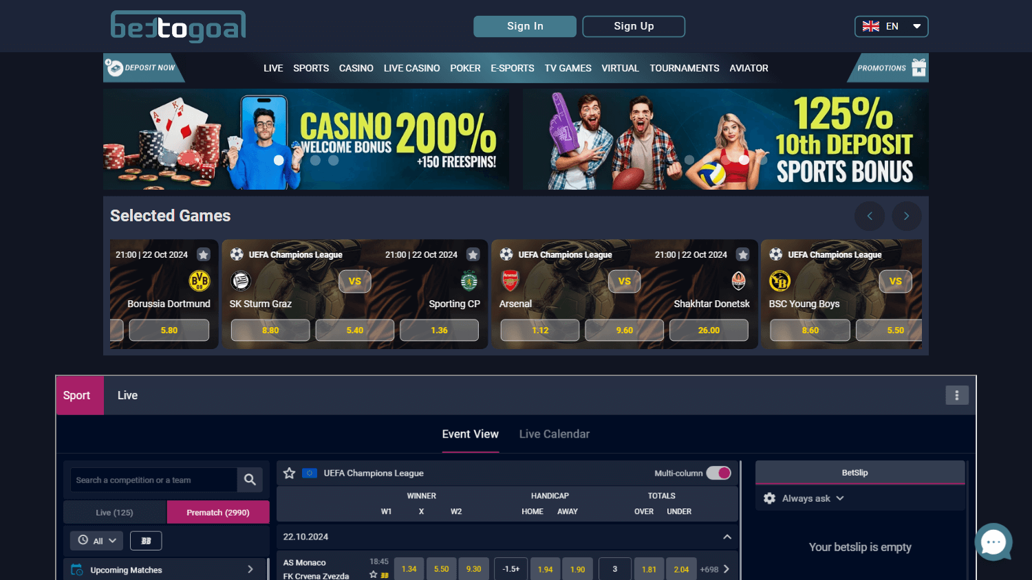 bettogoal_casino_homepage_desktop