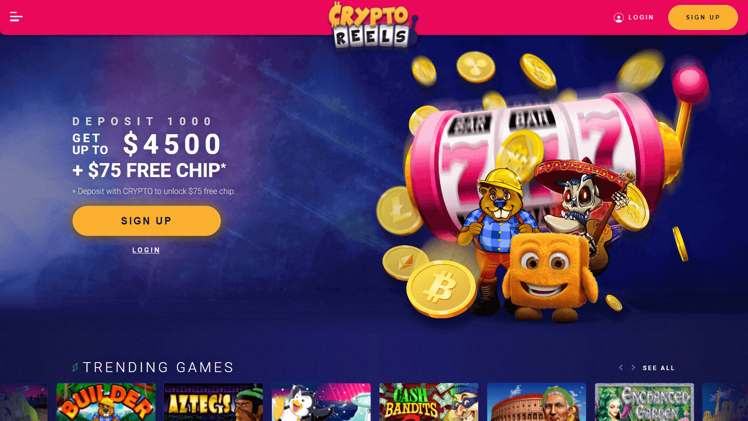 cryptoreels_casino_homepage_desktop