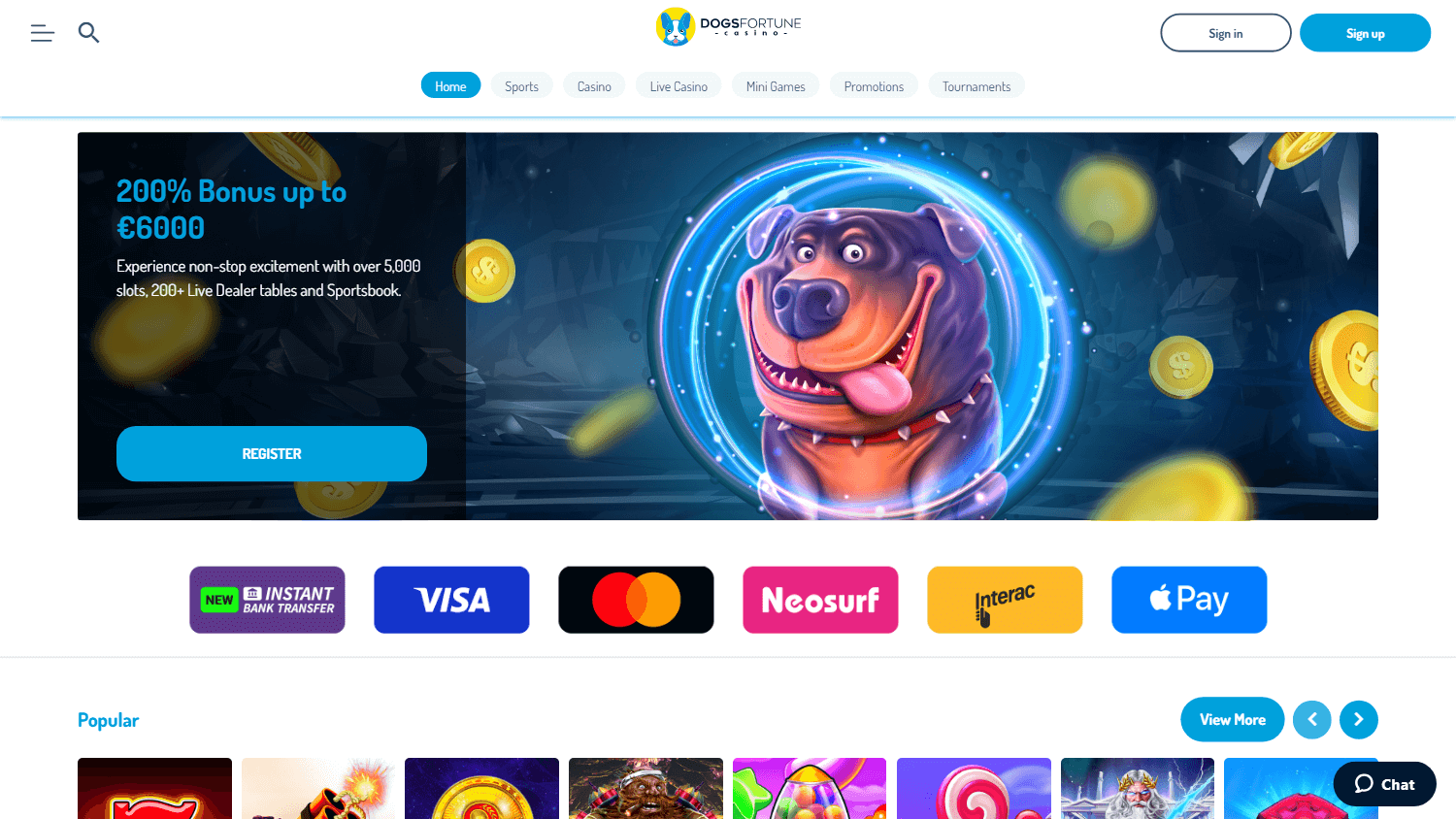 dogsfortune_casino_homepage_desktop