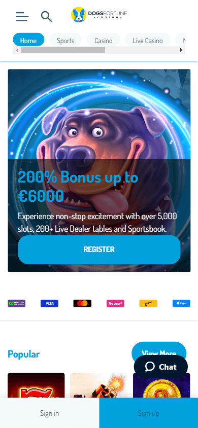 dogsfortune_casino_homepage_mobile