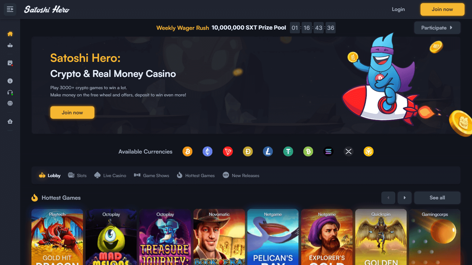 satoshi_hero_casino_homepage_desktop