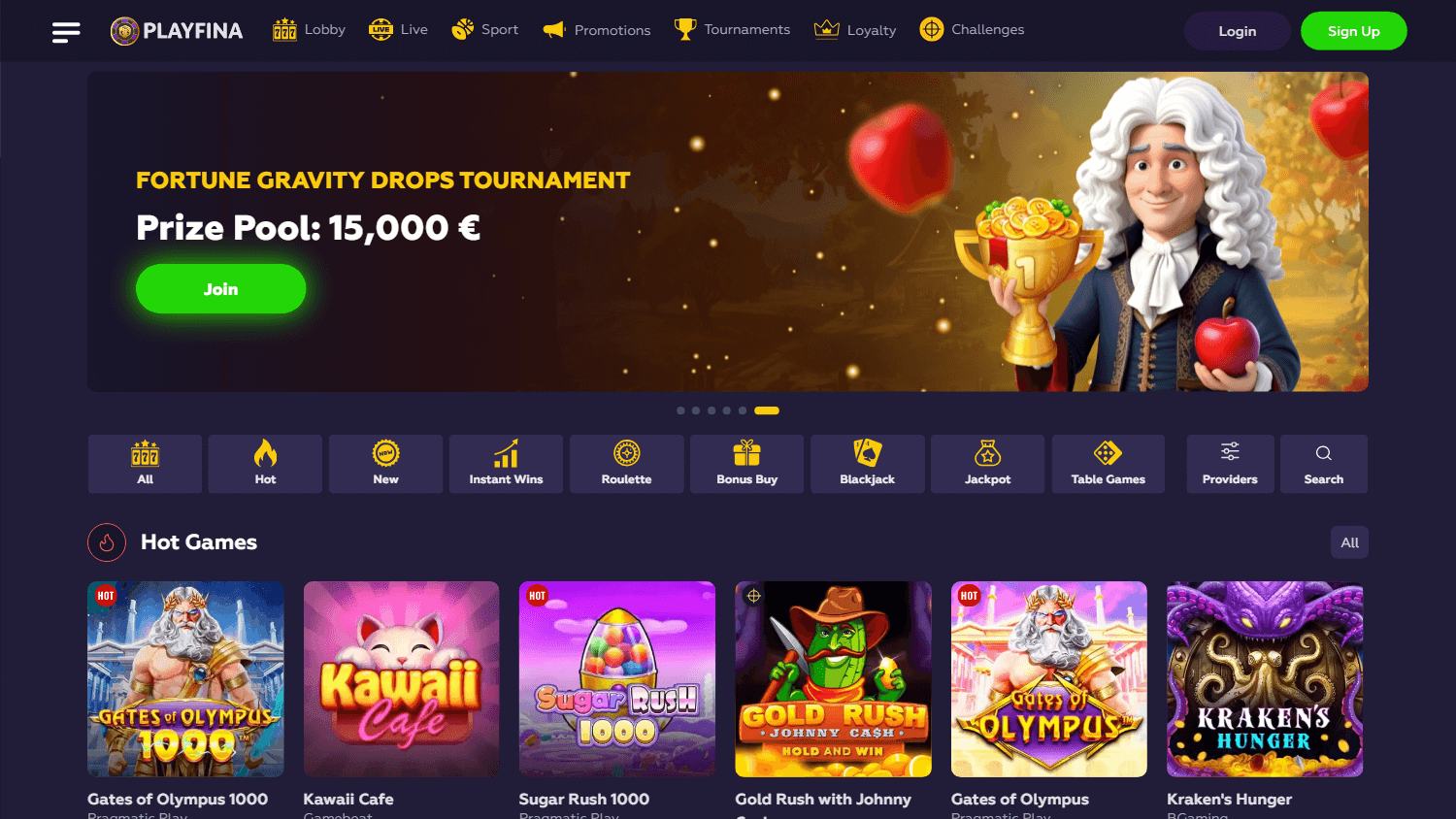 playfina_casino_homepage_desktop