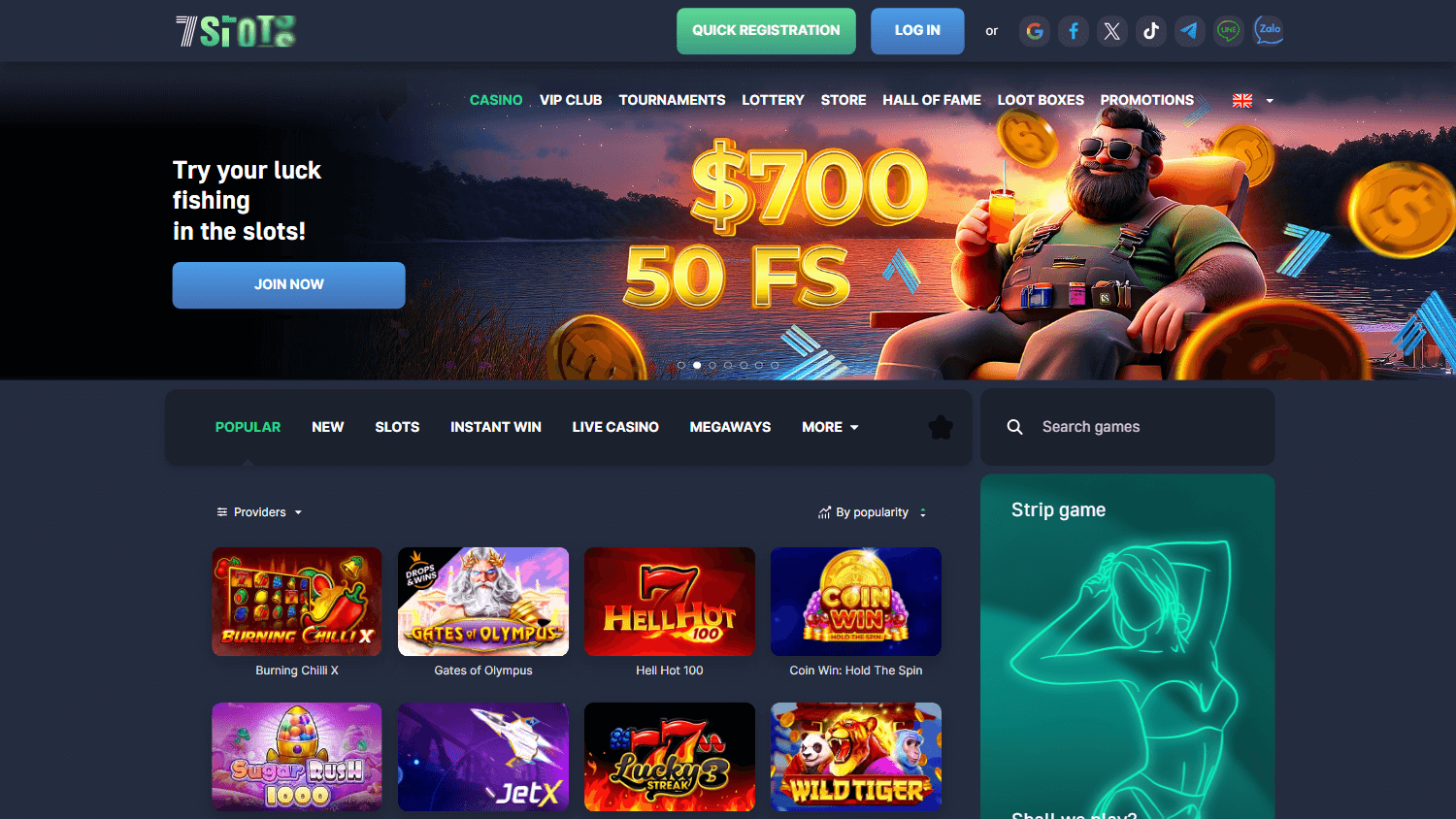 7slots_casino_homepage_desktop