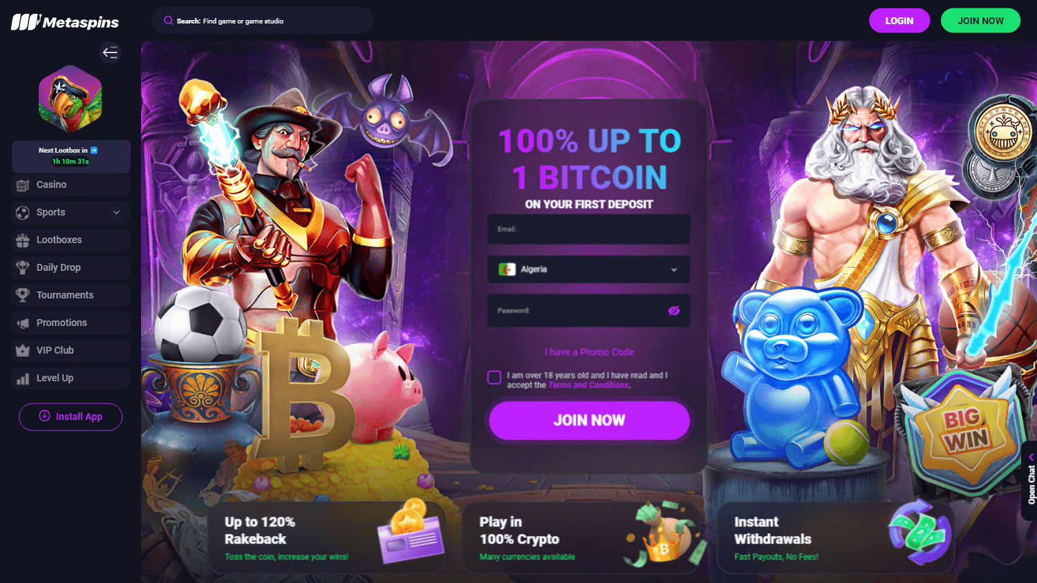 metaspins_casino_homepage_desktop