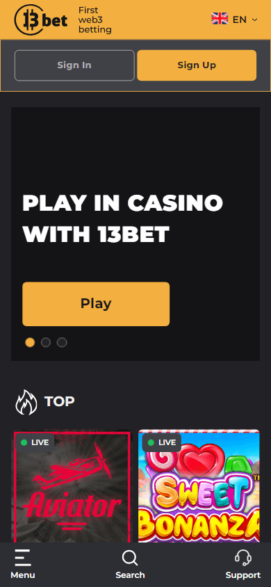 13bet_casino_homepage_mobile