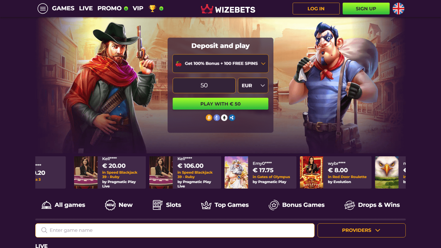 wizebets_casino_homepage_desktop