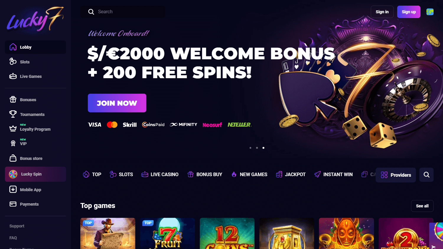 lucky7even_casino_homepage_desktop