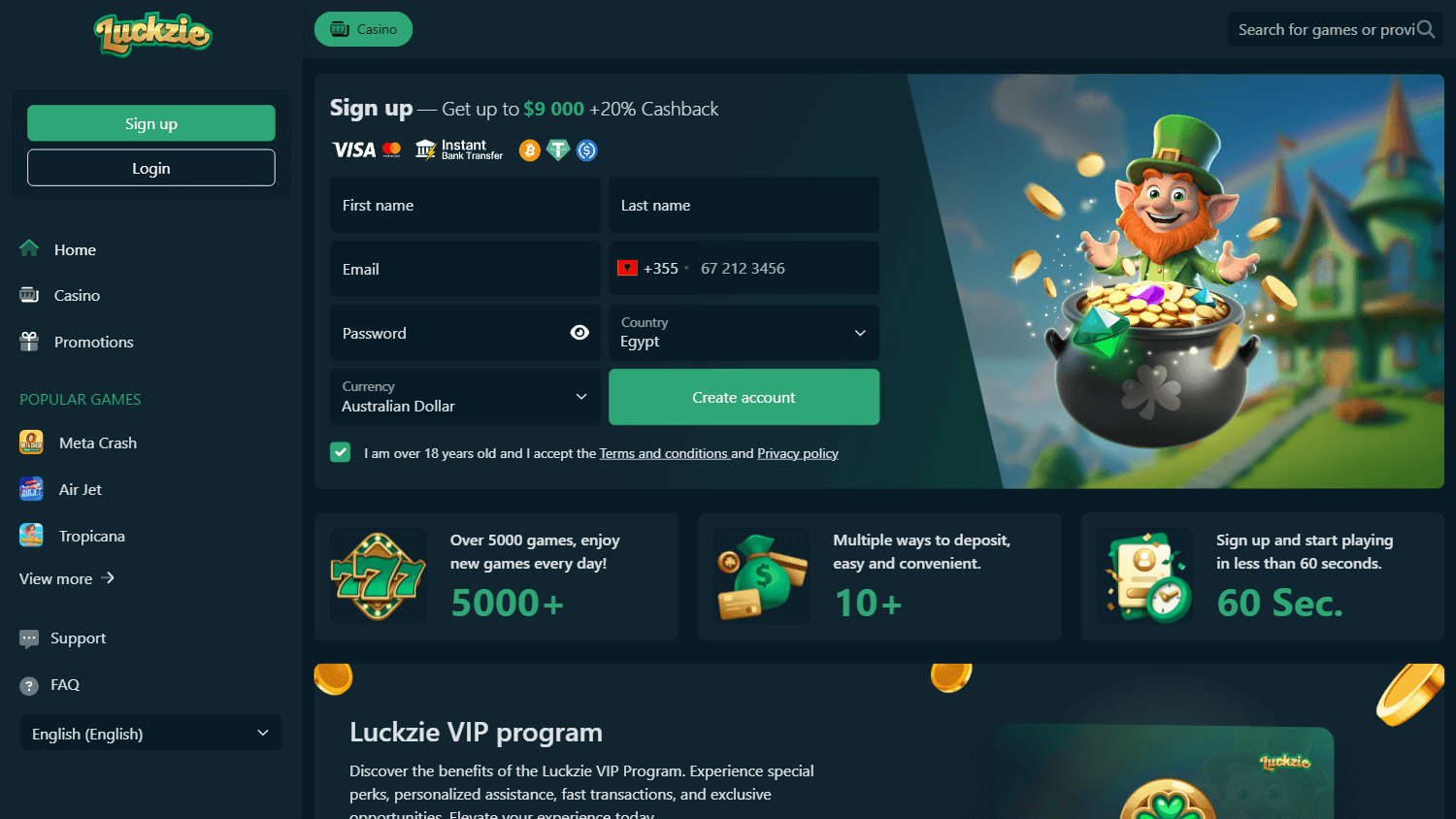 luckzie_casino_homepage_desktop