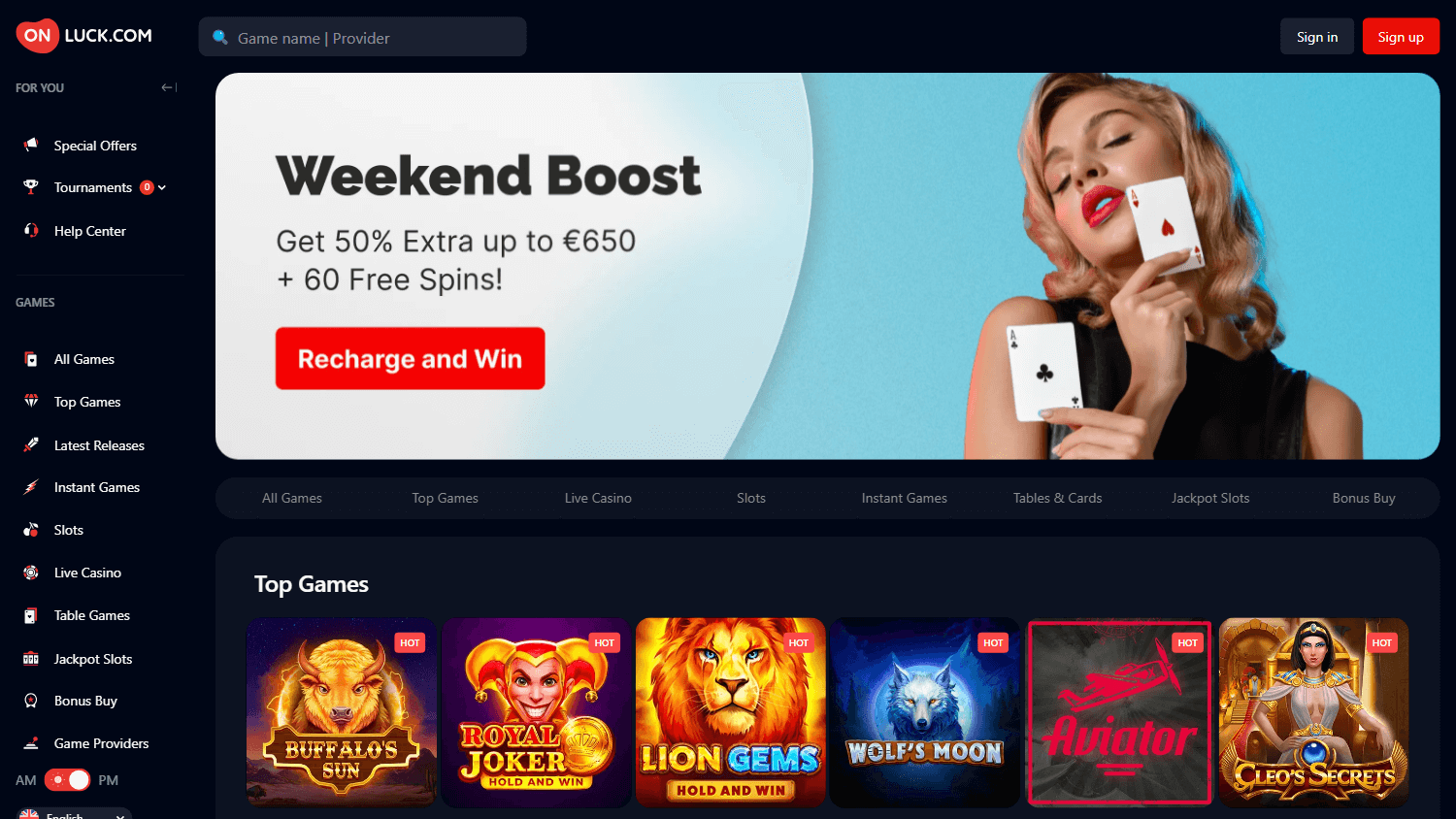 onluck_casino_homepage_desktop