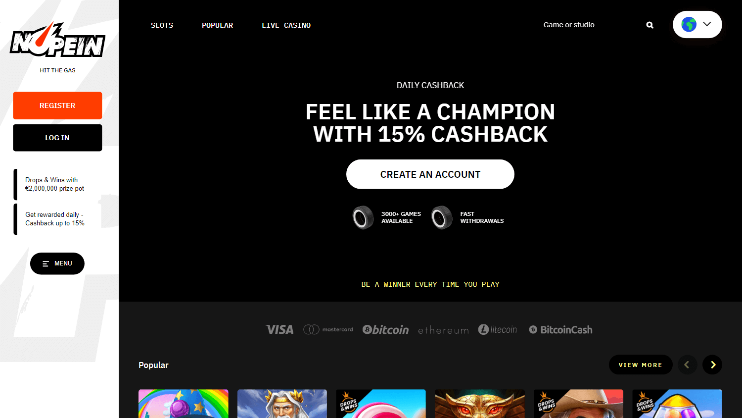 popular Nopein Casino join today banner