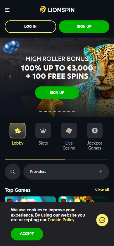 lionspin_casino_homepage_mobile