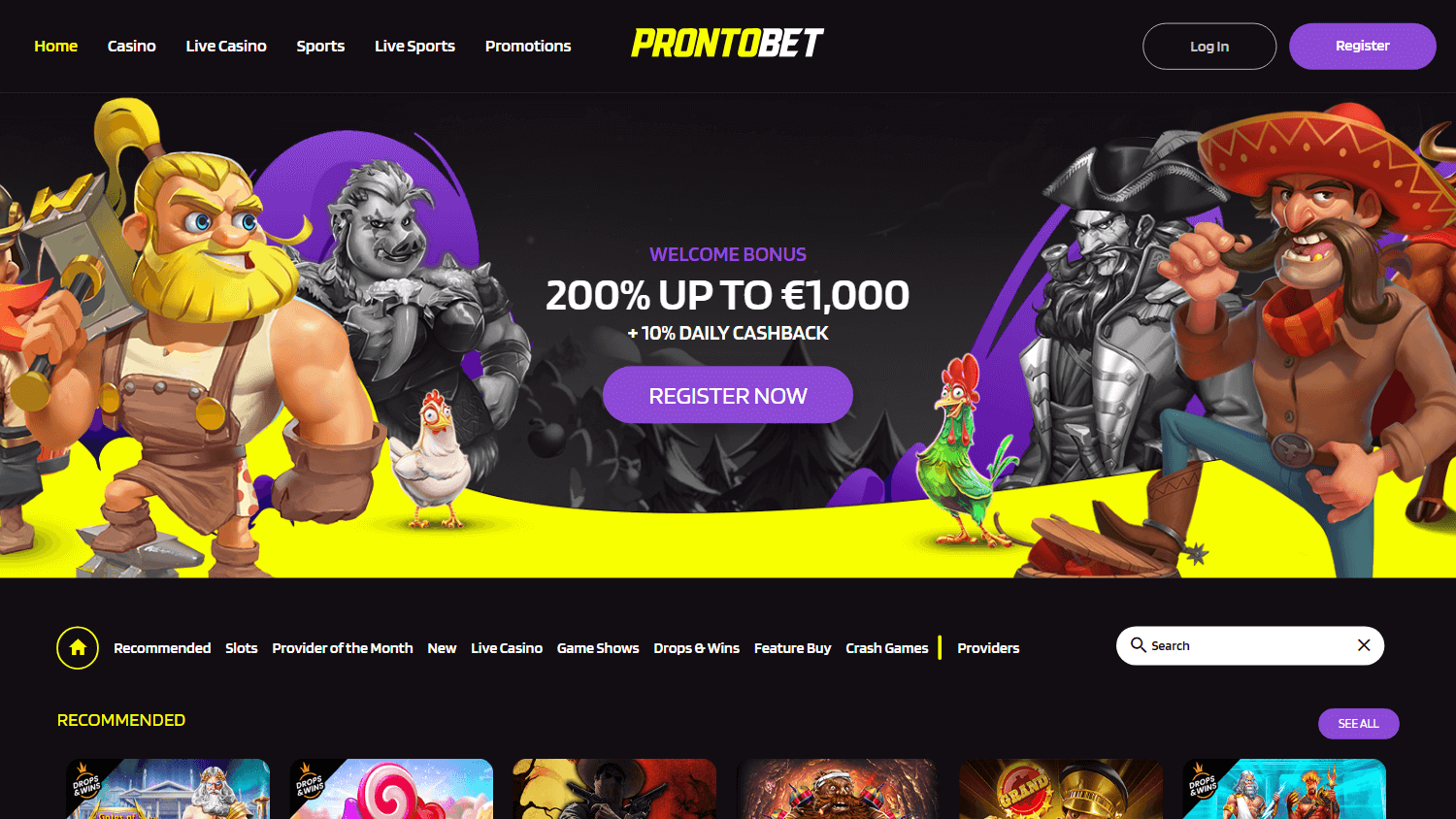 prontobet_casino_homepage_desktop