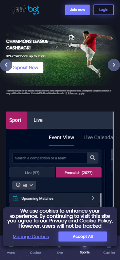 pushbet_casino_homepage_mobile