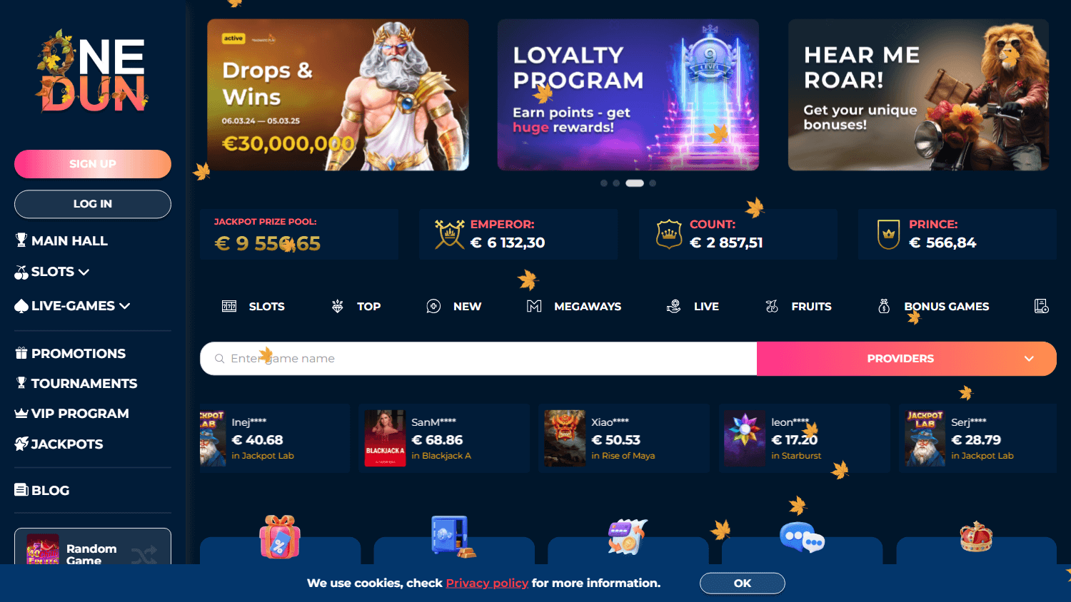 onedun_casino_homepage_desktop