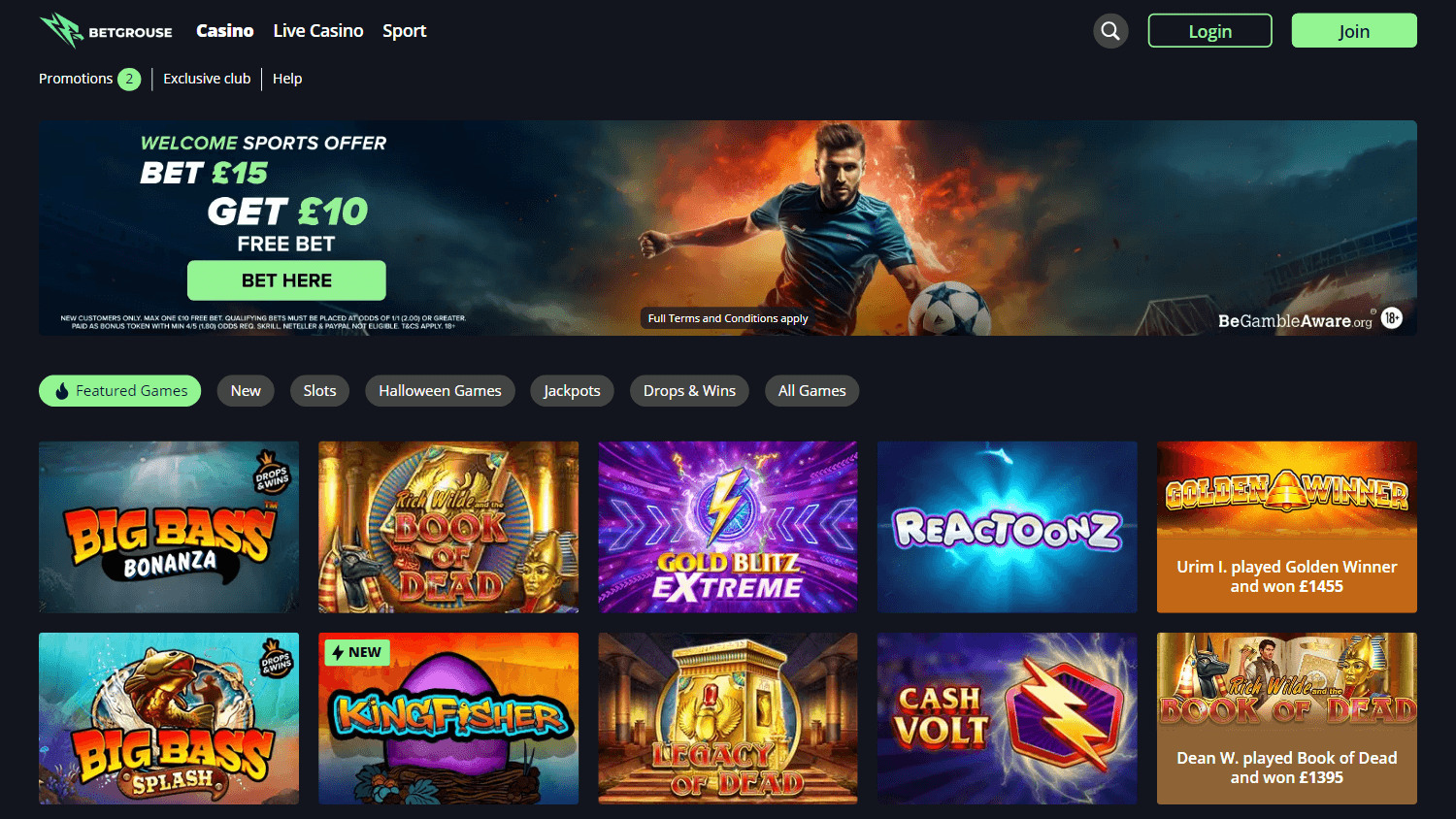 betgrouse_casino_homepage_desktop