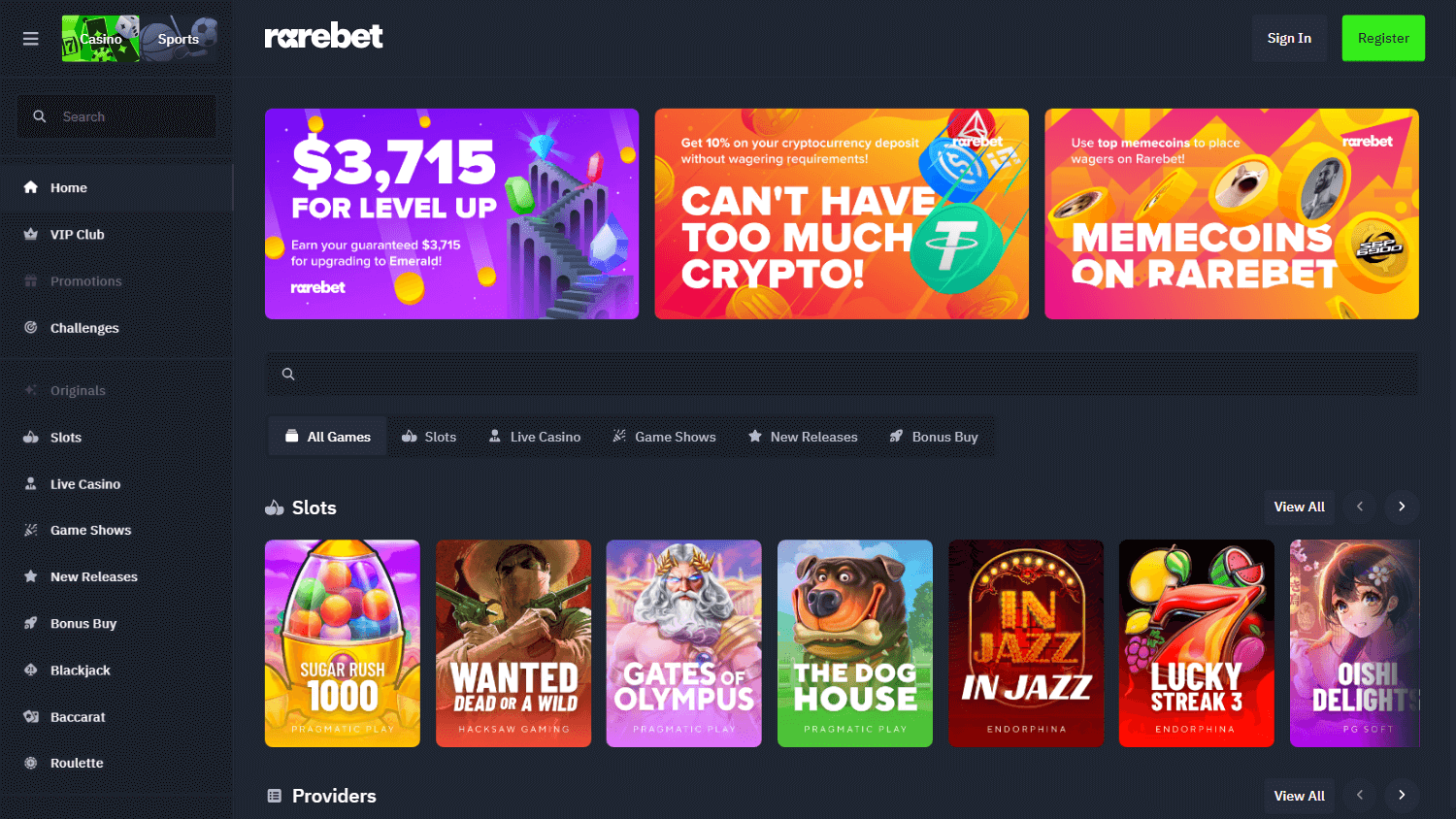 rarebet_casino_homepage_desktop