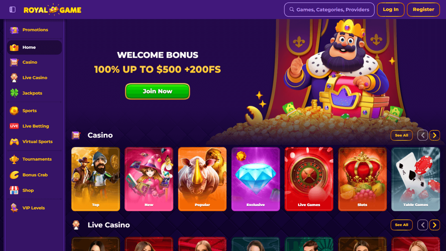 royalgame_casino_homepage_desktop