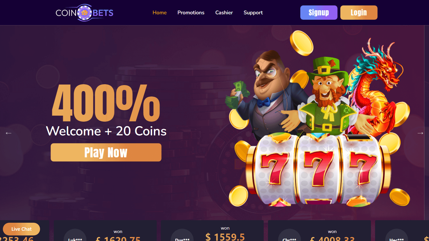 coinbets777_casino_homepage_desktop