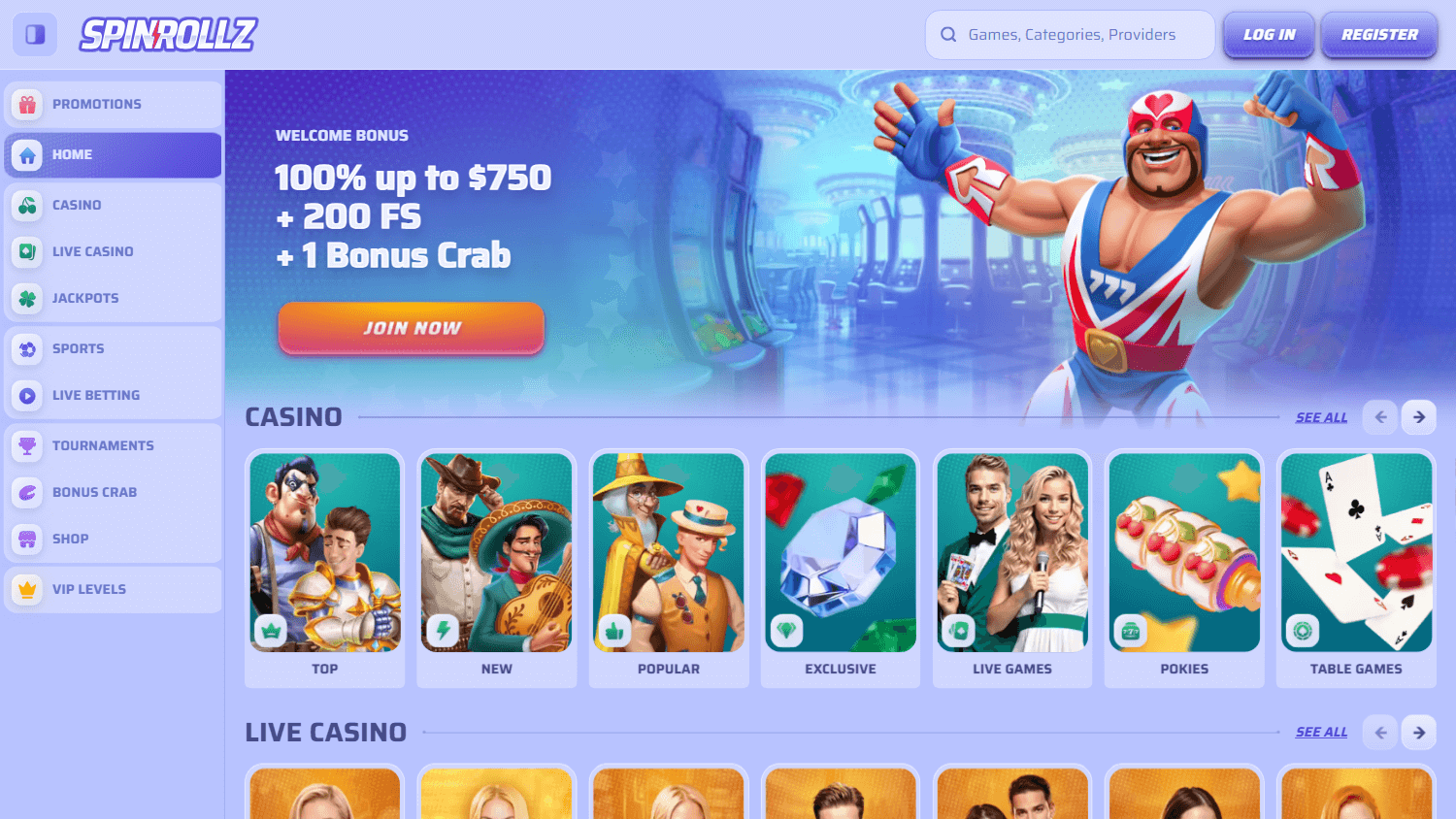 spinrollz_casino_homepage_desktop