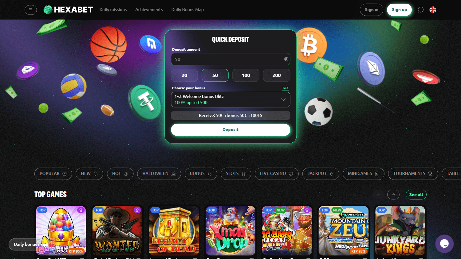 hexabet_casino_homepage_desktop