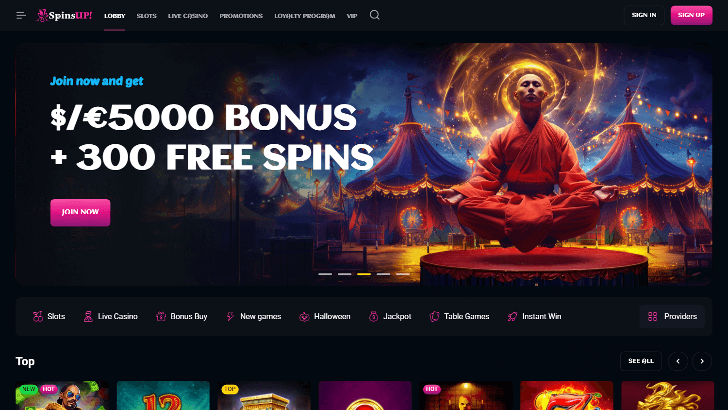 spinsup_casino_homepage_desktop