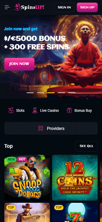 spinsup_casino_homepage_mobile