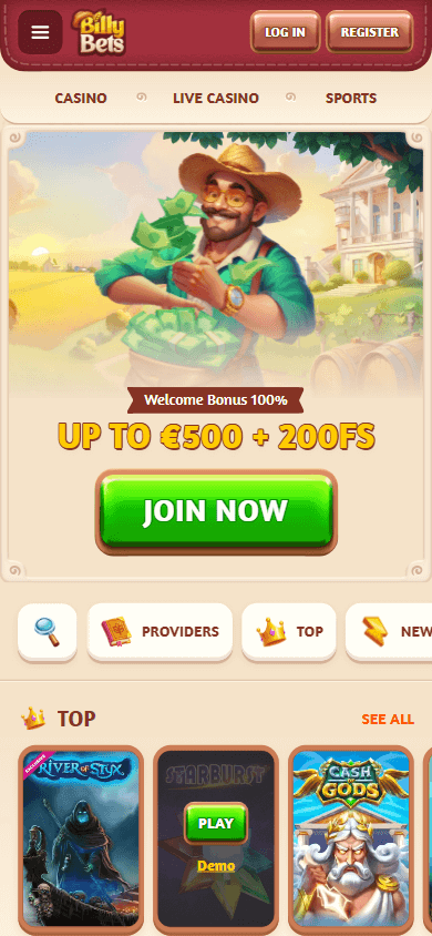 billybets_casino_homepage_mobile