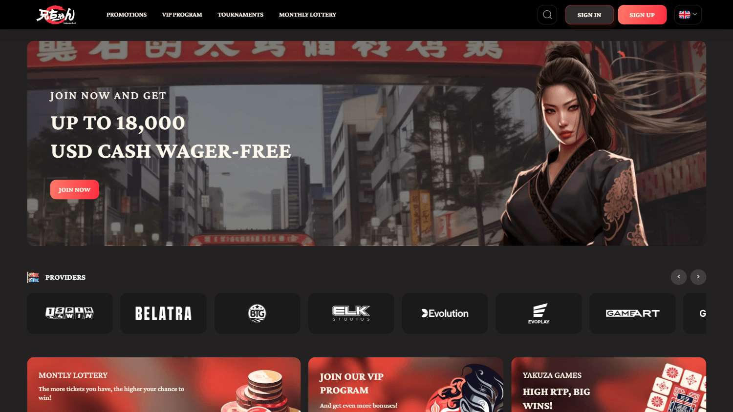 yakuzabet_casino_homepage_desktop