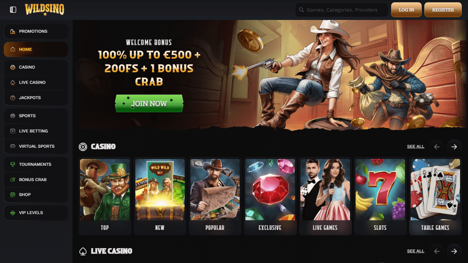 wildsino_casino_homepage_desktop