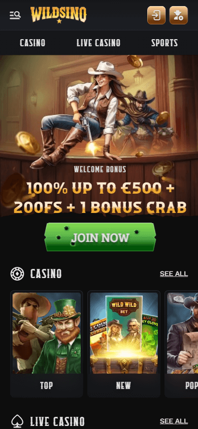 wildsino_casino_homepage_mobile