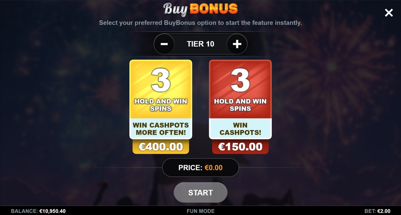 Buy-in options in Homeland Fortune 7s Hold and Win