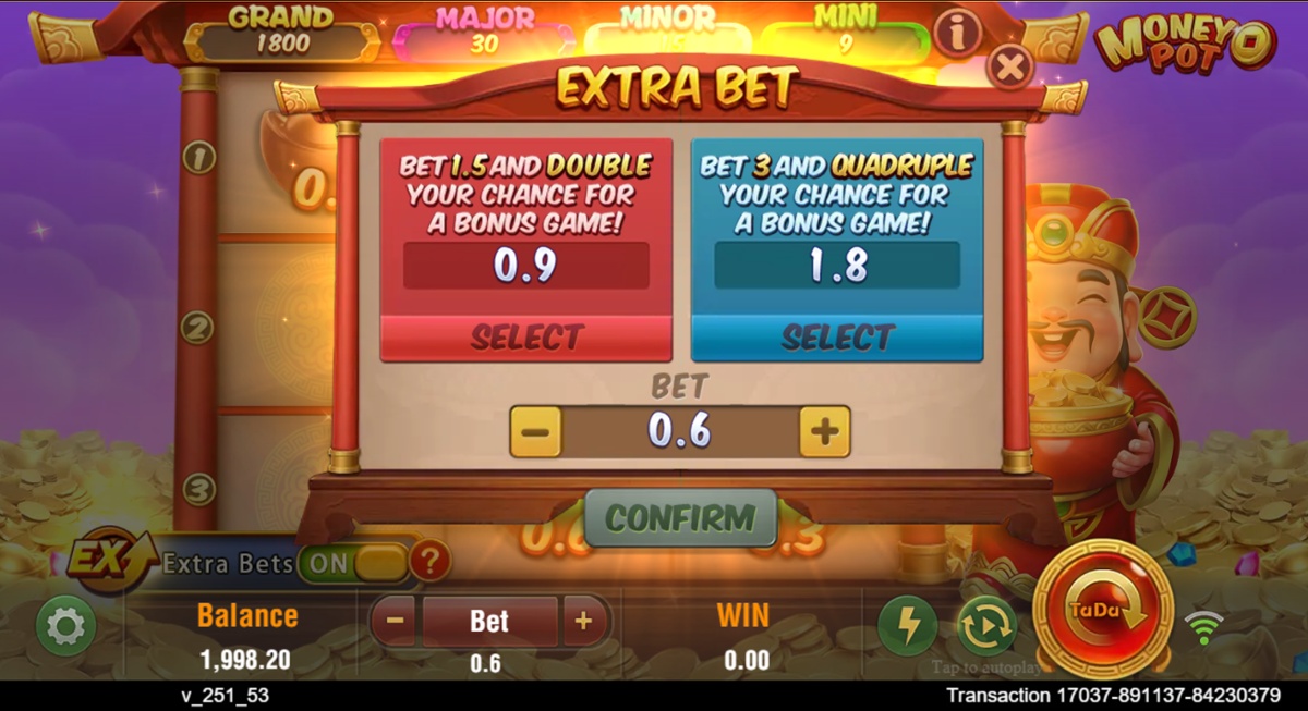 Money Pot - Extra Bet options