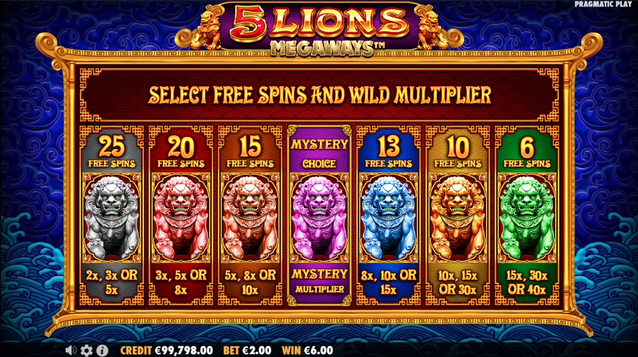 5 Lions Megaways - Free Spins selection
