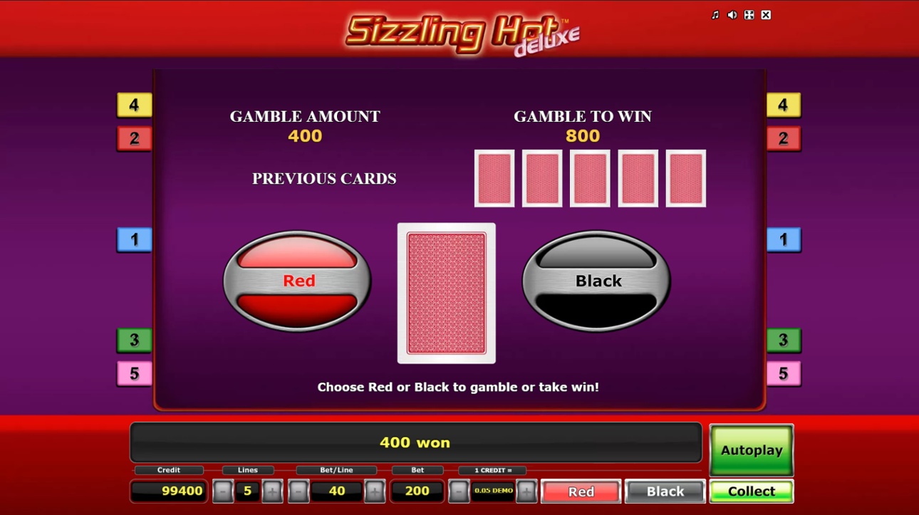 Sizzling Hot Deluxe - Gambling feature