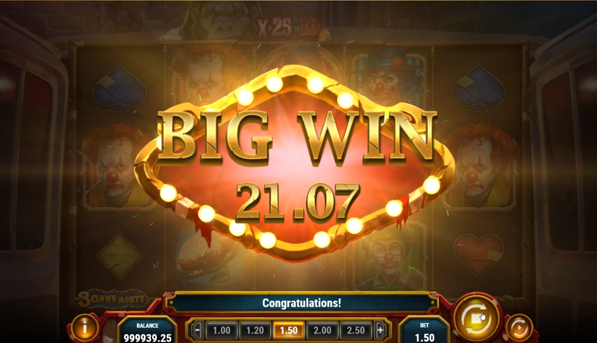 3 Clowns Monty big win