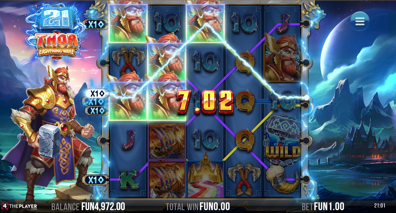 21 Thor Lightning Ways feature win