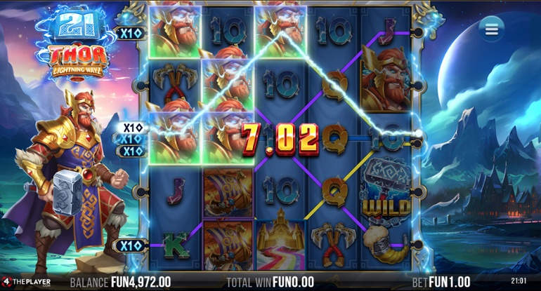21 Thor Lightning Ways feature win