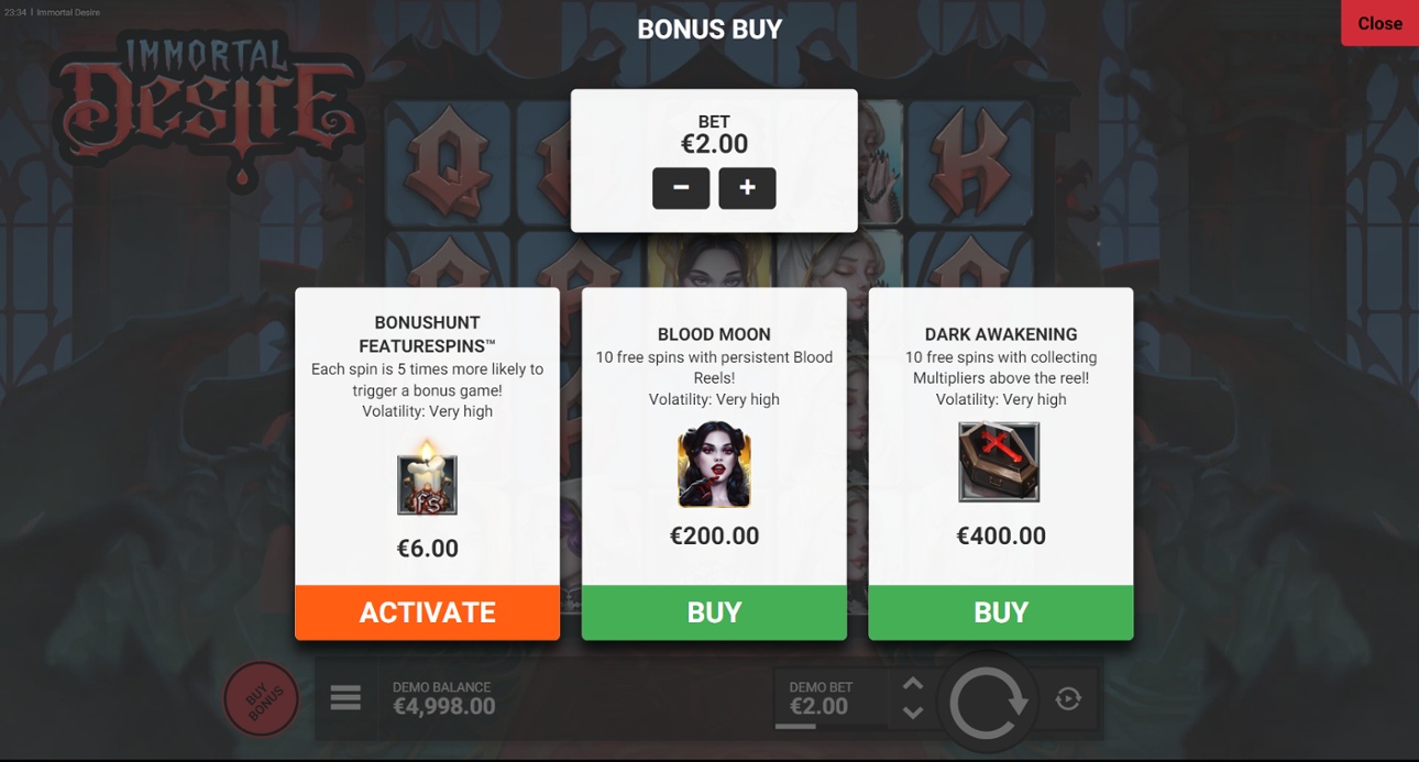 Immortal Desire - Bonus Buy Options