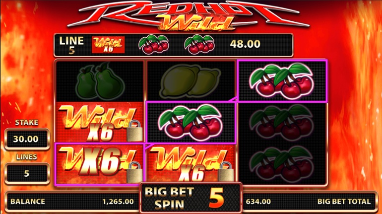 Red Hot Wild - Big Bet Spins win