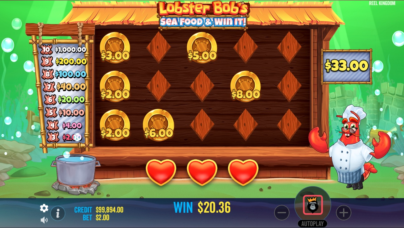 Lobster Bob's Sea Food and Win It - Hold & Spinner feature